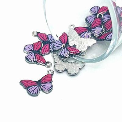 20 Pcs Purple Striped Butterfly Charms Image 1