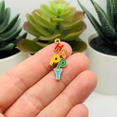 20 Pcs Rainbow Happy Charms Image 1