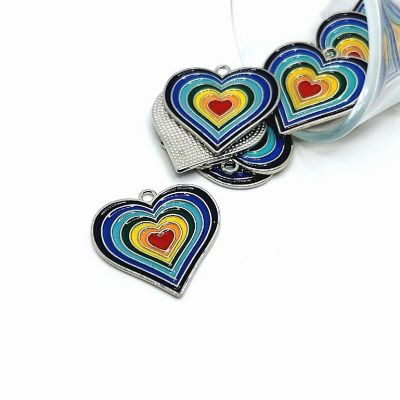 20 Pcs Rainbow Heart Charms Image 1