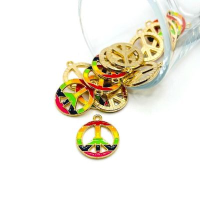20 Pcs Rainbow Peace Sign Charms Image 1