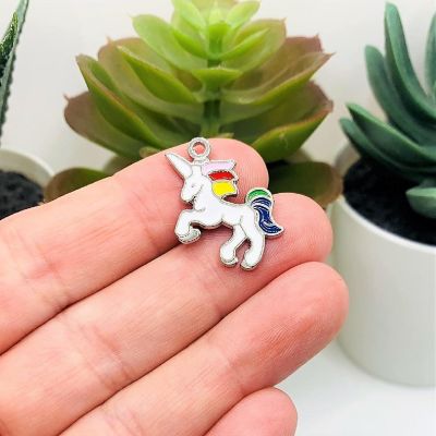 20 Pcs Rainbow Unicorn Charms Image 1