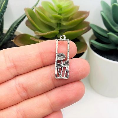 20 Pcs Rectangle Silver Mushroom Charms Image 2