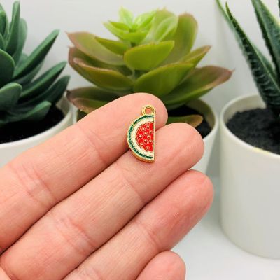 20 Pcs Red and Gold Watermelon Charms Image 1
