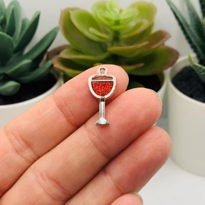 20 Pcs Red and Silver Wine Glass Charms Image 2