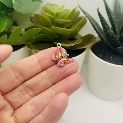 20 Pcs Red Butterfly Charms Image 1