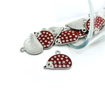 20 Pcs Red Enamel Hedgehog Charms Image 1