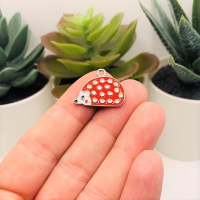 20 Pcs Red Enamel Hedgehog Charms Image 1
