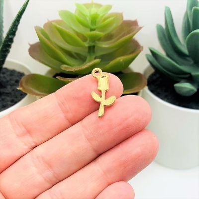 20 Pcs Red Enamel Rose Charms Image 2