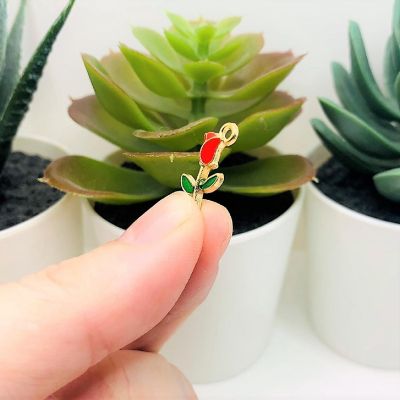 20 Pcs Red Enamel Rose Charms Image 3