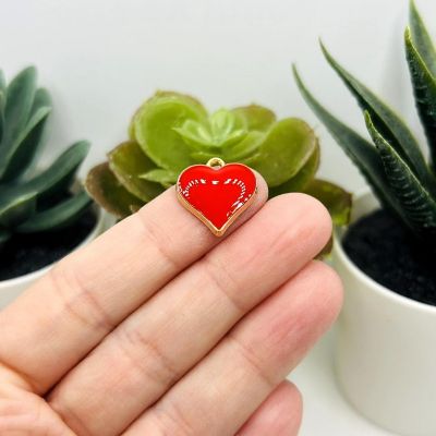 20 Pcs Red Heart Charms Image 1