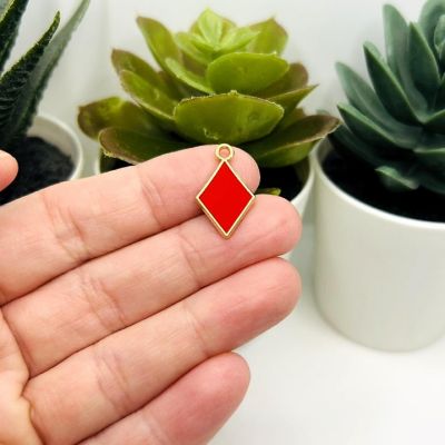 20 Pcs Red Playing Card Diamond Charms Image 1