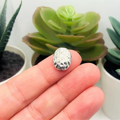 20 Pcs Rough Oval Silver Spacer Beads Image 1