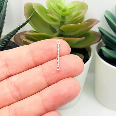 20 Pcs Silver 17x2mm Bar Connectors Image 1