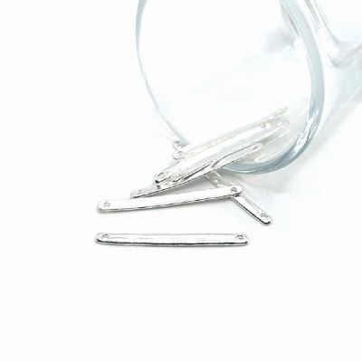 20 Pcs Silver 33x3mm Bar Connectors Image 1