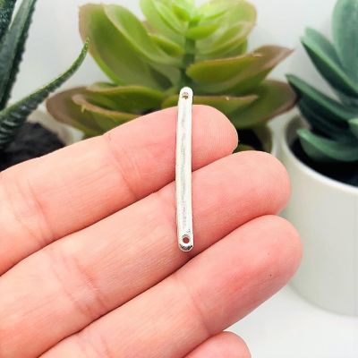20 Pcs Silver 33x3mm Bar Connectors Image 1