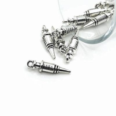 20 Pcs Silver 3D Doctor Syringe Charms Image 1