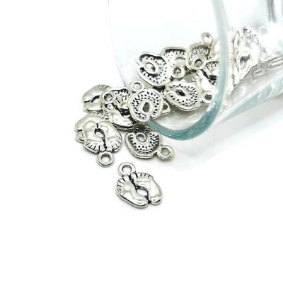 20 Pcs Silver Baby Feet Charms Image 1