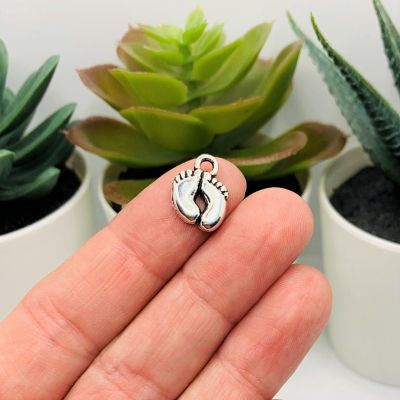 20 Pcs Silver Baby Feet Charms Image 1