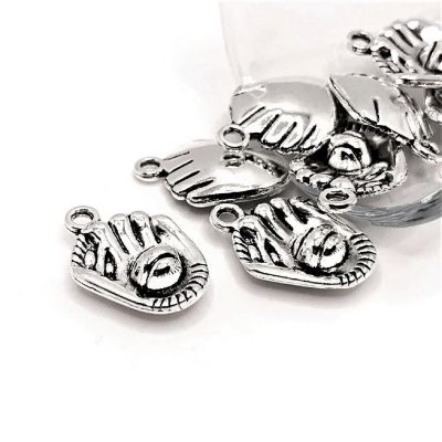 20 Pcs Silver Baseball Mitt Charms Image 1