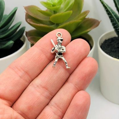 20 Pcs Silver Baseball Player 3D Charms Image 1
