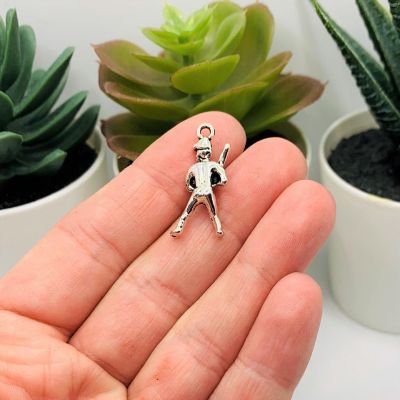 20 Pcs Silver Baseball Player 3D Charms Image 2