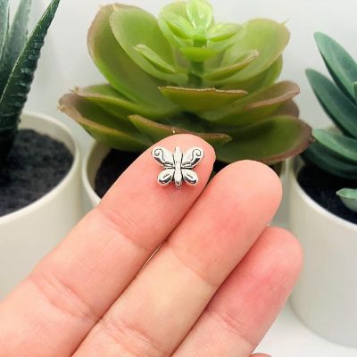 20 Pcs Silver Butterfly Beads Image 1