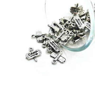 20 Pcs Silver Camp Sign Charms Image 1