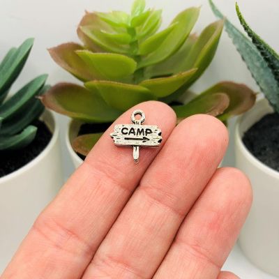20 Pcs Silver Camp Sign Charms Image 1