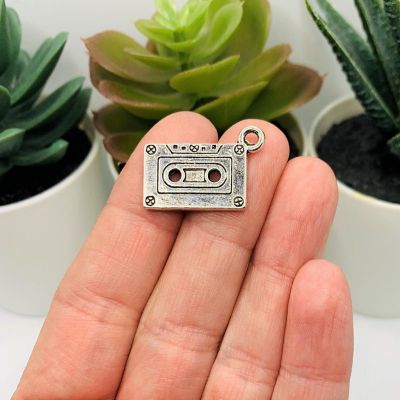 20 Pcs Silver Cassette 3D Charms Image 2
