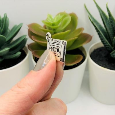 20 Pcs Silver Cassette 3D Charms Image 3