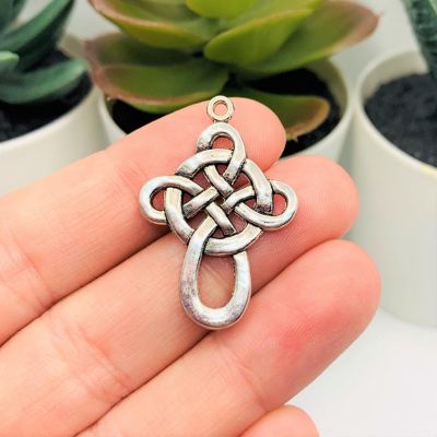 20 Pcs Silver Celtic Knot Cross Charms Image 1