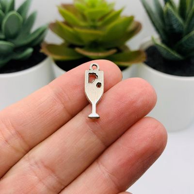 20 Pcs Silver Champagne Flute Charms Image 2