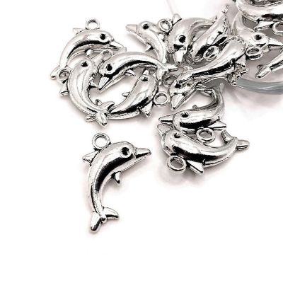 20 Pcs Silver Dolphin 3D Charms Image 1