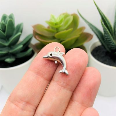 20 Pcs Silver Dolphin 3D Charms Image 1