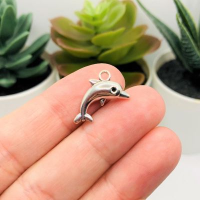 20 Pcs Silver Dolphin 3D Charms Image 3
