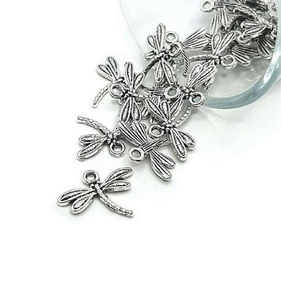20 Pcs Silver Dragonfly Charms Image 1