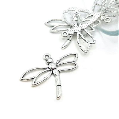 20 Pcs Silver Dragonfly Charms Image 1