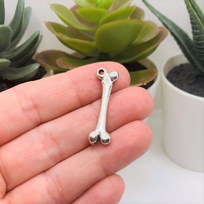 20 Pcs Silver Femur Bone 3D Charms Image 1