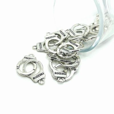 20 Pcs Silver Freedom Handcuff Charms Image 1