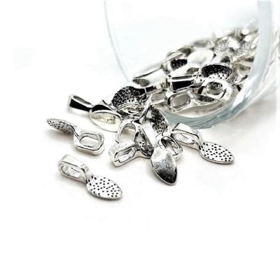 20 Pcs Silver Glue-On Leaf Jewelry Bails Image 1