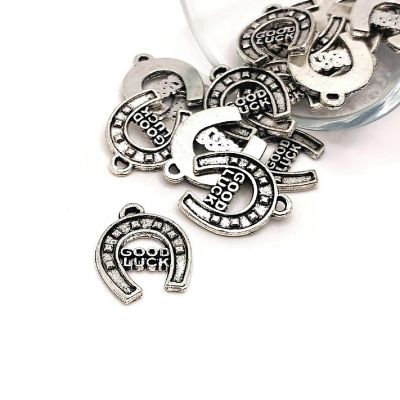 20 Pcs Silver Good Luck Horseshoe Charms Image 1