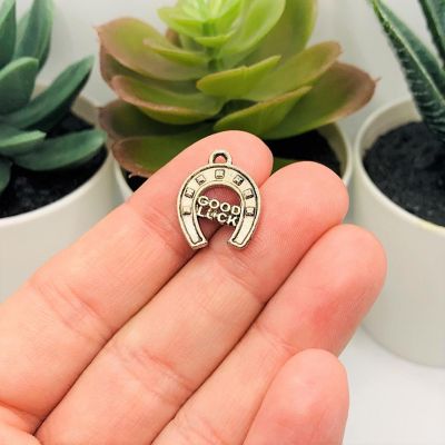 20 Pcs Silver Good Luck Horseshoe Charms Image 1