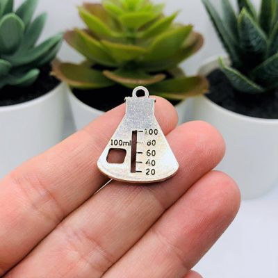 20 Pcs Silver Graduate Beaker Charms Image 1