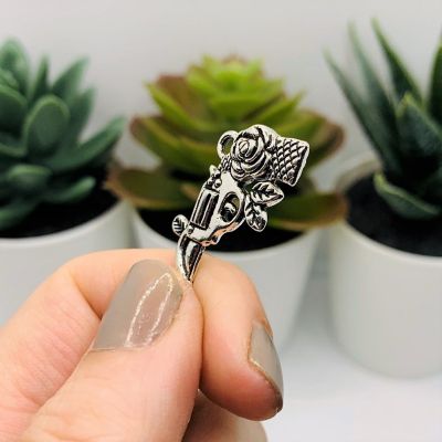 20 Pcs Silver Gun and Rose Charms Image 3