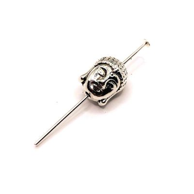 20 Pcs Silver Happy Buddha Head Beads Image 1