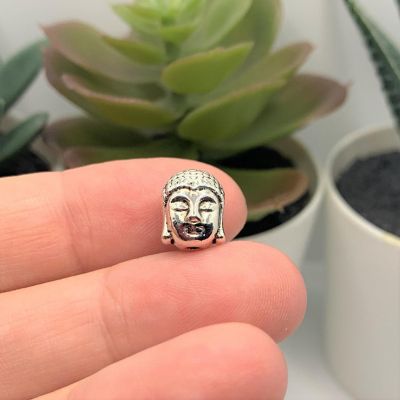 20 Pcs Silver Happy Buddha Head Beads Image 2