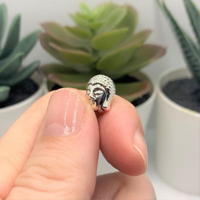 20 Pcs Silver Happy Buddha Head Beads Image 3