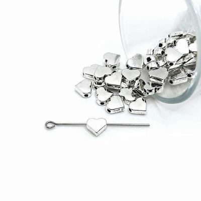 20 Pcs Silver Heart Spacer Charm Beads Image 1