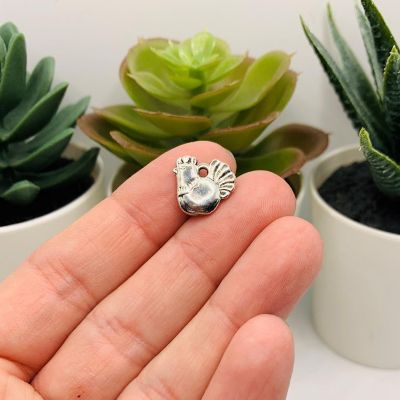 20 Pcs Silver Hen Chicken Charms Image 1