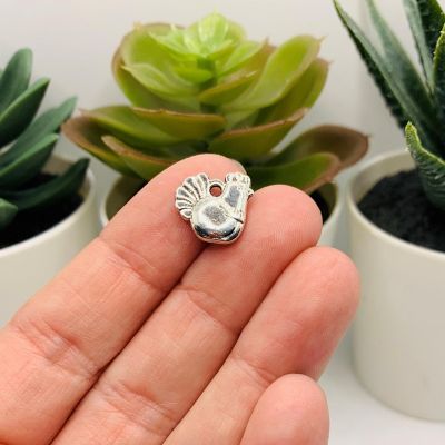 20 Pcs Silver Hen Chicken Charms Image 2